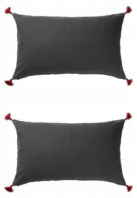 Produktbild von IKEA SKOGSKORN Dekokissen Bestickt Dunkelgrau 40x65 cm