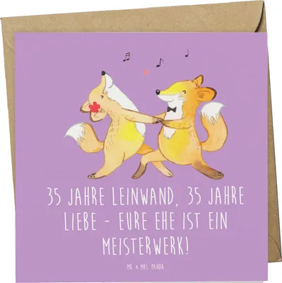 Produktbild von Mr. & Mrs. Panda Grußkarte 35. Hochzeitstag Leinwandhochzeit - Lavendeltraum - Geschenk, Heirat, Liebe, anlasskarte, Hochzeitsjubiläum, Heiraten, Hochzeit, Geschenke