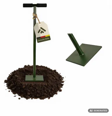 Produktbild von Bodenverdichter 20x20 cm, Vollstahl, T-Griff mit rutschfestem Softgrip, oliv