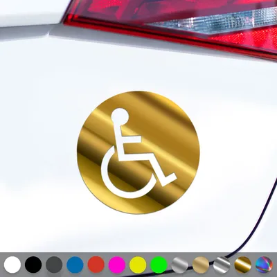 Produktbild von PantherPixel Rollstuhlfahrer Aufkleber Behindert Hinweis Rollstuhl Sticker Auto Geschenkidee Farbe Chrom-Gold