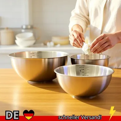 Produktbild von Edelstahl Schüssel Set 1-3tlg. Messskala Backen Kochen
