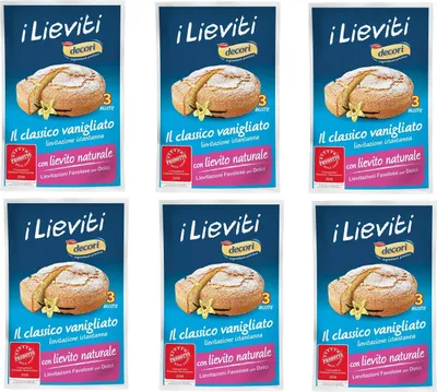 Produktbild von 6x Lo Conte decorì i Lieviti Il classico vanigliato Vanille Hefe sofortiger Sauerteig Hefe für Süßigkeiten ( 3 x 18g ) 54g