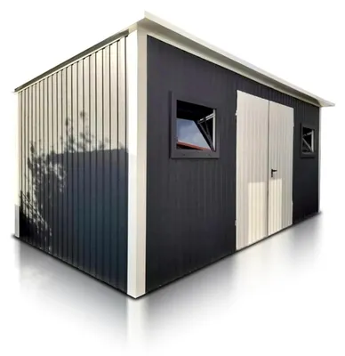 Produktbild von Fertiggarage 5x3m Pultdach Doppelflügeltor Graphit
