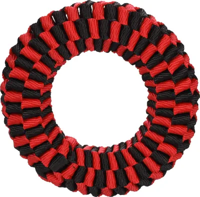 Produktbild von Flamingo Hundespielzeug Movas gewebter Ring rot/schwarz, Maße: 15 cm