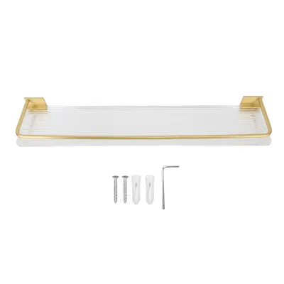 Zdjęcie produktu dla aluminiowa półka ścienna 50 cm, do montażu na ścianie i wielofunkcyjna - łazienka, kuchnia, salon, sypialnia - kolor złoty