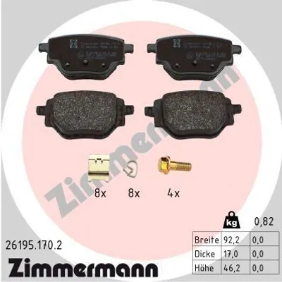 Produktbild von ZIMMERMANN Bremsbeläge Satz Hinten Bremsklötze für OPEL Corsa F 26195.170.2