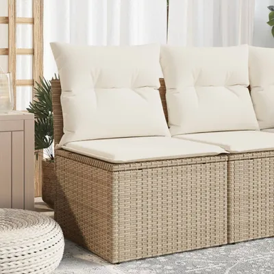 Produktbild von ZMH Gartensessel ohne Armlehnen mit Kissen Beige Poly Rattan