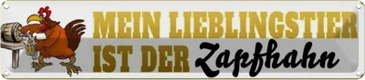Produktbild von vianmo Blechschild 10x46 cm mein Lieblingstier Zapfhahn Bier Spruch Zitat