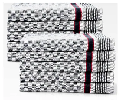Produktbild von Küchentücher aus 100% Baumwolle 45x70 cm - 10er Set 220 GSM - Hochwertige Geschirrhandtücher, Spültücher - Saugstark und Nachhaltig - Grau kariert