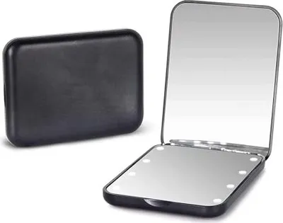 Produktbild von Kintion Taschenspiegel, LED-Kompakt-Reise-Make-up-Spiegel mit 1-facher/3-facher Vergrößerung, Kompaktspiegel Licht, Handtaschenspiegel, Kleiner