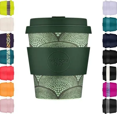 Immagine prodotto di Tazza da caffè ecologica riutilizzabile da 240 ml, 100% vegetale, con coperchio, resistente al calore