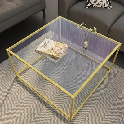 Produktbild von Famanu Salontisch aus gehärtetem Glas mit Metallrahmen - 67 x 67 x 40 cm
