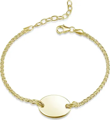 Produktbild von MATERIA by Matthias Wagner Gold Armband personalisiert ovale Gravurplatte 925 Silber vergoldet 16,5-19,5cm SA-155-Gold