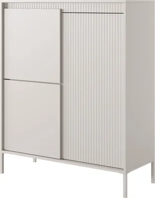 Produktbild von BETTSO Kommode SENSO 103x123 cm Beige – Hohe Kommode mit geriffelten Fronten & Metallbeinen