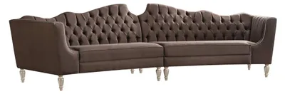 Zdjęcie produktu dla Brązowa pięcioosobowa designerska sofa Chesterfield z luksusową tapicerką