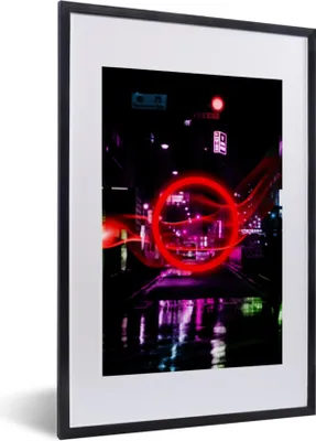 Produktbild von MuchoWow® Gerahmtes Poster Spiele - Neon - Rot - Spiel - Spiele 40x60 cm - Poster mit Schwarzem Bilderrahmen Wandposter Rahmen Foto Bilder - Poster in Rahmen