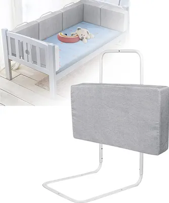 Obrázek produktu pro YARDIN Cot Rail Bed Guard 50cm, ochrana proti pádu z postele pro děti, výškově nastavitelná 40-60cm postelová kolejnice, (Linen Grey)