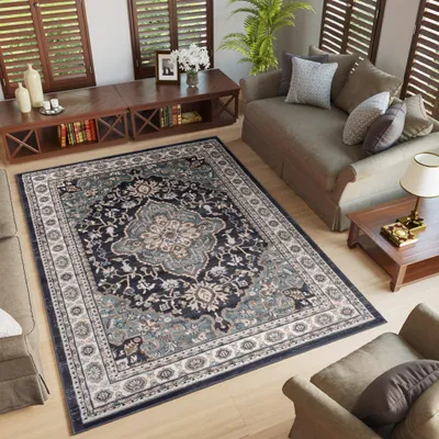Immagine prodotto di Tappeto Tapiso COLORADO Classic Blu Crema Nero ÖKOTEX 300 x 400 cm