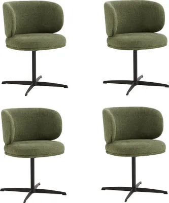 Image de Lot de 4 Chaises de Salle à Manger Chaise de Bureau Pivotante Chaise pour Chambre-coiffeuse Vert