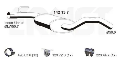 Produktbild von ERNST 142137 Mittelschalldämpfer Schalldämpfer für VW GOLF III (1H1) Golf IV Cabrio (1E) Golf III Cabrio (1E7) Vento (1H2)