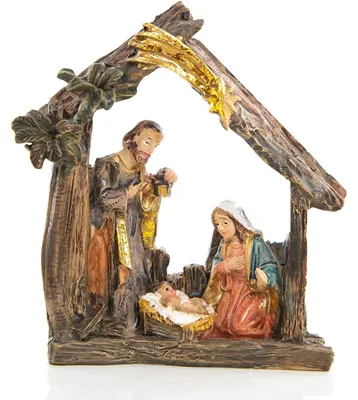 Produktbild von Kleine Krippe zum Hinstellen - Tischkrippe Figur Miniatur 9 x 8,5 cm