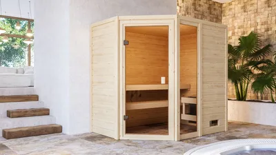 Produktbild von Karibu Sauna Innensauna Jada Eckeinstieg ohne Zubehör 196x145x187 cm ohne Dachkranz