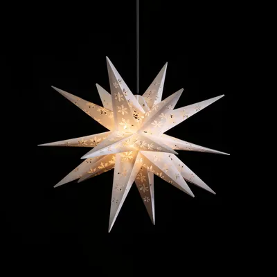 Produktbild von Sterntaler Dekostern | Weihnachtsstern mit Schneeflocken Design | Faltstern | 55cm | Außen | Glühbirne | Netzstecker, Farbe:weiß