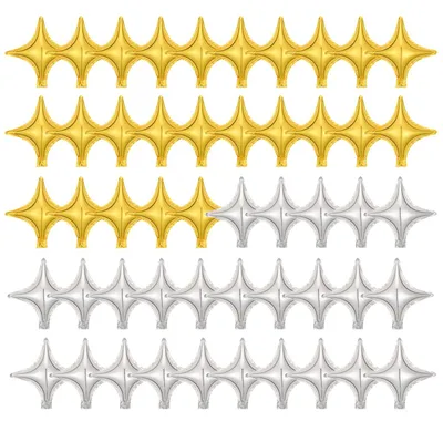 50er-Pack 25,4 cm Sternfolieballons Gold/Silber