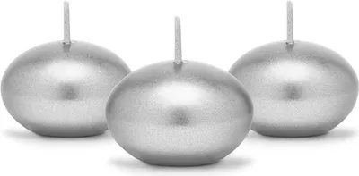 Obrázok produktu pre Plávajúce sviečky, 4 cm, balenie 50 ks, dlhá doba horenia, svadba, narodeniny, farba na výber: strieborná metalíza
