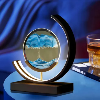 Produktbild von Sandbilder Zum Drehen, 3D Dynamische Sandbild, Sandkunst mit LED-Licht, 360° drehbare Sanduhr-Dekoration, Sandmalerei Nachtlicht