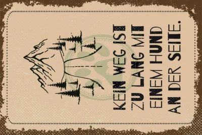Produktbild von vianmo Holzschild 18x12 cm Kein weg zu lang Hund