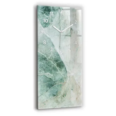 Produktbild von Wallfluent Wanduhr – Stilles Quarzuhrwerk - Uhr Dekoration Wohnzimmer Schlafzimmer Küche - Zifferblatt - weiße Zeiger - 30x60 cm - Marmorsteintextur