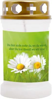 Produktbild von Grabkerze Weiß, Brenndauer: 40 Stunden, Motiv: Gänseblümchen