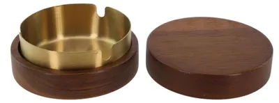 Productafbeelding van Winddicht Houten Dienblad met Roestvrijstalen Voering - Goud