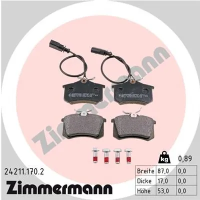 Produktbild von ZIMMERMANN 24211.170.2 Bremsbeläge Satz Hinten Bremsklötze für AUDI A4 Avant (8D5, B5)