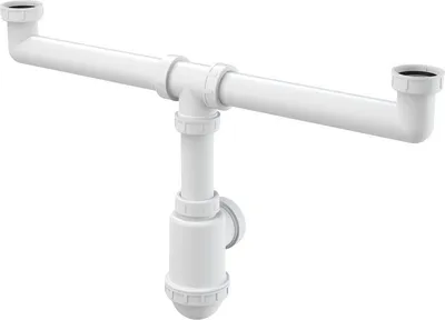 Zdjęcie produktu dla Alcadrain Doppelspülbeckensiphon mit einer Überwurfmutter 6/4"