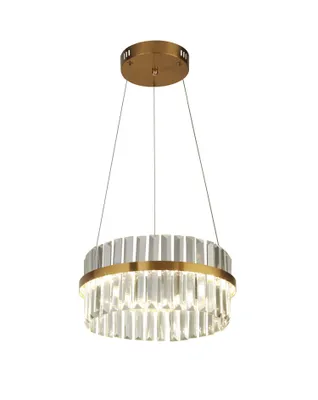Produktbild von LED Kronleuchter Glas Metall 4000 K neutralweißes Licht 1082 lm rund Ø 35 cm H: max. 150 cm Kristall in Gold