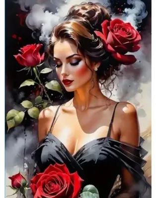 Image de NORIMPEX Diamantov malovin Femme avec roses 30 x 40 cm