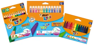 Image de BIC Kids : Lot de 36 crayons de couleur Evolution ECOlutions, feutres Kid Couleur
