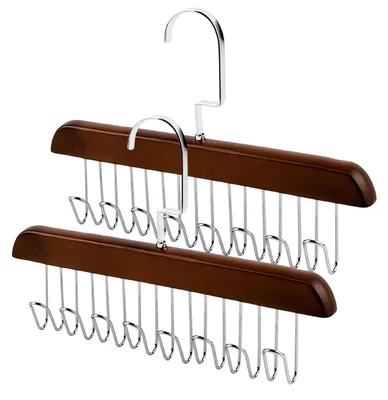 Gürtelhänger 2er-Set mit 16 Haken, Holz, braun