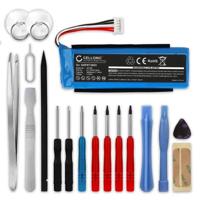 Produktbild von CELLONIC 1x Akku für Lautsprecher Kompatibel mit JBL Flip 3, GSP872693 - (3000mAh, 3.7V) + Werkzeug-Set