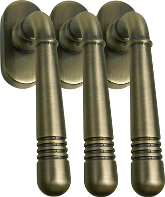 Produktbild von Fenstergriff Set 3 x FG Helena 1684 Messing brüniert Rasterolive Fensterbeschlag Drücker