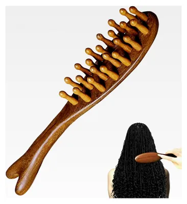 Produktbild von Kopfhautmassagebürste aus Holz zur Haarmassage und Pflege des Haarwachstums