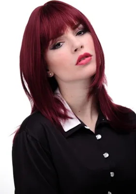 Produktbild von WIG ME UP Glatte Frauen-Perücke Schulterlang Rot Granatrot 3003-39