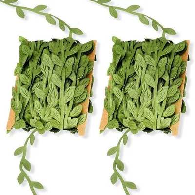 Imagen del producto de Hojas artificiales verdes grandes, guirnalda decorativa verde de 20 metros, ideal para decoración de bodas, fiestas y eventos
