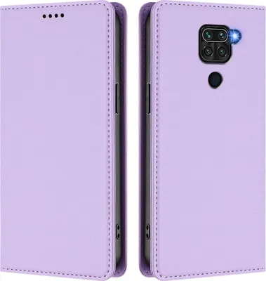 Image de Housse de téléphone portable pour Xiaomi Redmi Note 9 4G, étui à rabat en cuirPolyuréthaneantichoc Housse magnétique avec support Violet