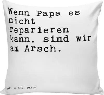 Produktbild von Mr. & Mrs. Panda Sofakissen Wenn Papa es nicht... - Weiß - Geschenk, Polster, Dekokissen Sofa, Vater, Männer, Couchkissen, Mann, Zitate, 40x40, kissen für, bester