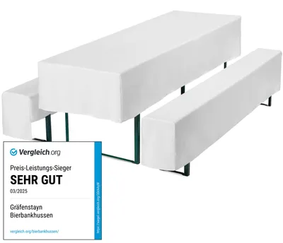 3-teiliges Biertisch-Hussen-Set, weiß, 70 x 220 cm, Öko-Tex