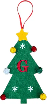 Produktbild von Weihnachtsbaum-Anhänger-Ornament mit Schlüsselband, 26 Buchstaben-Design, Filzstoff, Weihnachtsdekoration zum Aufhängen am Weihnachtsbaum