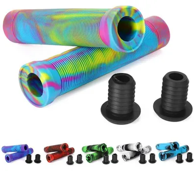 Obrázok produktu pre Rukoväte pre skúter, BMX, horské bicykle a bicykle, dĺžka 145 mm, mäkký materiál TPR, zmievané farby, priemer 22,2 mm